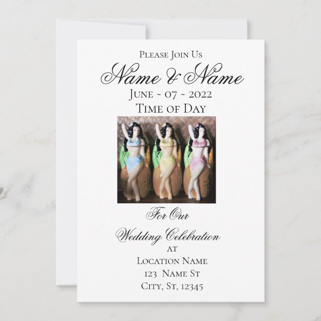 Convites havaiano Hula Dancer Thunder_Cove (Frente)