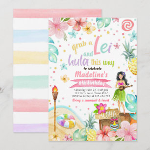 Convites Havaiano Luau Birthday Convidam Partido da Piscina