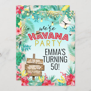 Convites Havana Nights Retro Tropical Floral