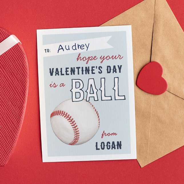 Convites "Have a Ball" Baseball Valentine's Day Card (Criador carregado)