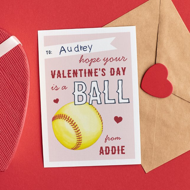 Convites "Have a Ball" Softball Valentine's Day Card (Criador carregado)