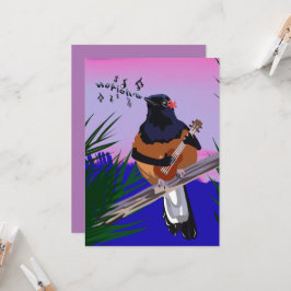 Convites Hawaiai Shama Bird tocando ukulele