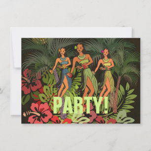 Convites Hawaii Aloha Palm Hula Art Design