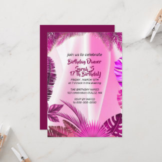 Convites Hawaii Birthday Invitation, Digital Template, , Pa
