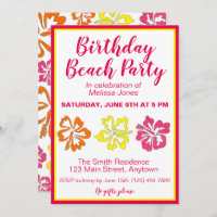 Hawaii Hibiscus Flowers Birthday Beach Party Luau