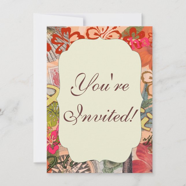 Convites Hawaii Hula Viagem Flower Vintage (Frente)