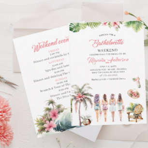 Convites Hawaii Tropical Palm Beach Watercolor BaInvitation