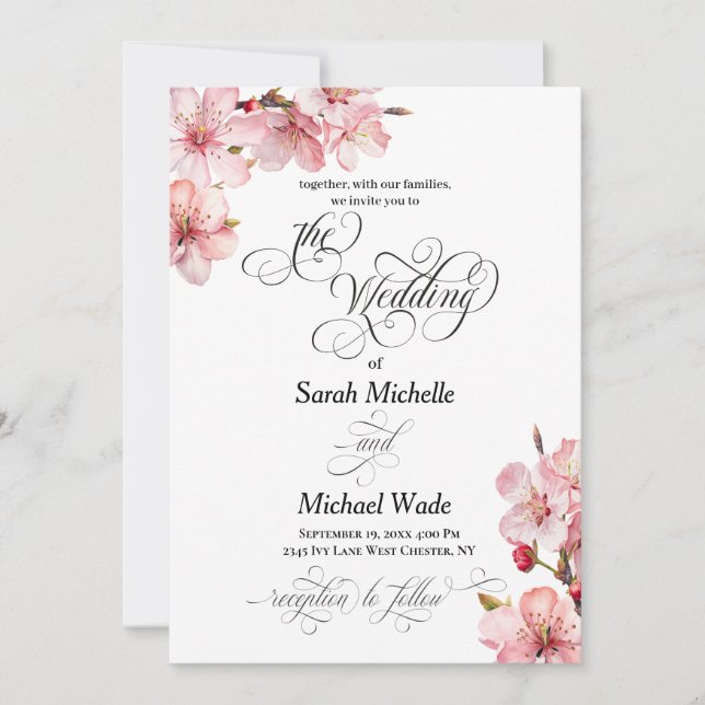 Convites Hawthorn Elegant Calligraphy Wedding Invitation (Frente)