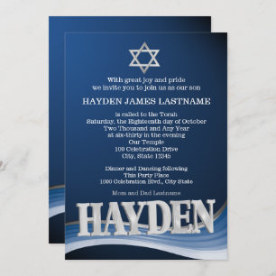 Convites Hayden Steel Wave Name Bar Mitzvah