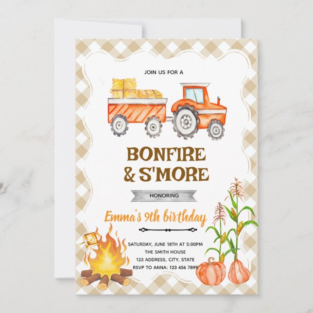 Convites Hayrides Bonfire S'mores Pumpkin Party invite (Frente)