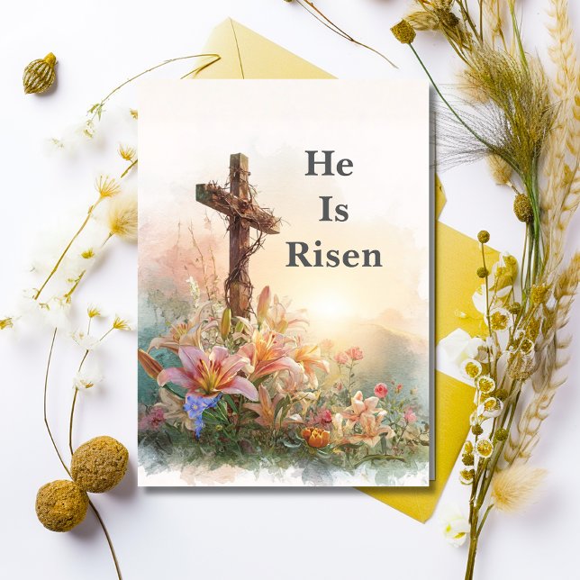 Convites He Is Risen Watercolor Easter Card (Criador carregado)