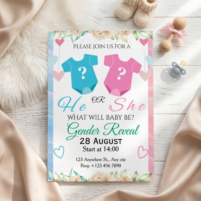 Convites He or She Gender Reveal (Criador carregado)