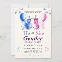 Convites He or She Gender Reveal Invitation