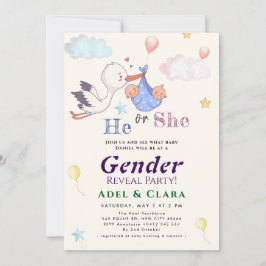 Convites He or She Gender Reveal Invitation