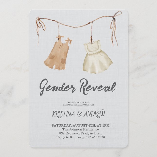 Convites He or She Gender Reveal Party (Frente)