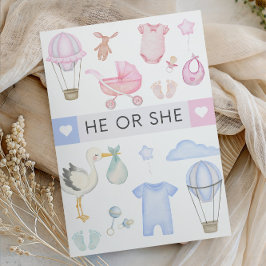 Convites He or She Gender Reveal Party - He or She Shower 