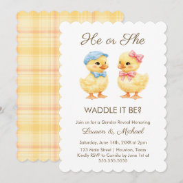 Convites He or She WADDLE IT BE? Gender Reveal Invitation