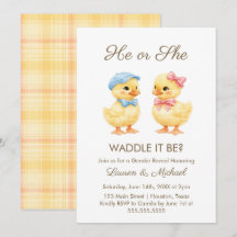 He or She WADDLE IT BE? Gender Reveal Invitation