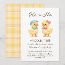 Convites He or She WADDLE IT BE? Gender Reveal Invitation