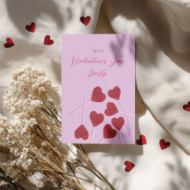 Convites Heart Lollipops on Pink – Valentine’s Day Party 
