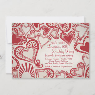 Convites Heart Montage Red Invitation