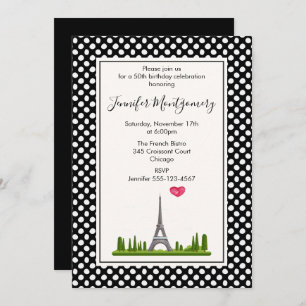 Convites Heart Paris com a Festa de aniversário Eiffel Towe