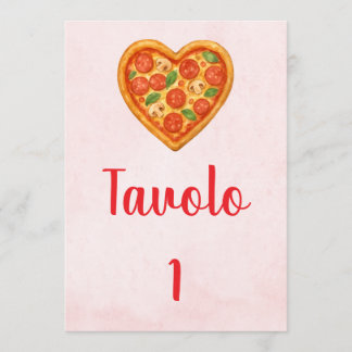 Convites Heart Pizza Table Numbers | Red Checkered Italian