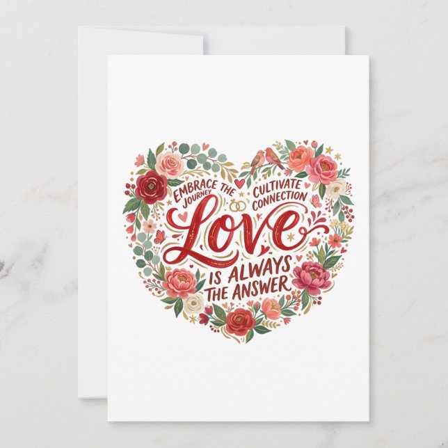 Convites Heart-Shaped Floral Typography (Frente)