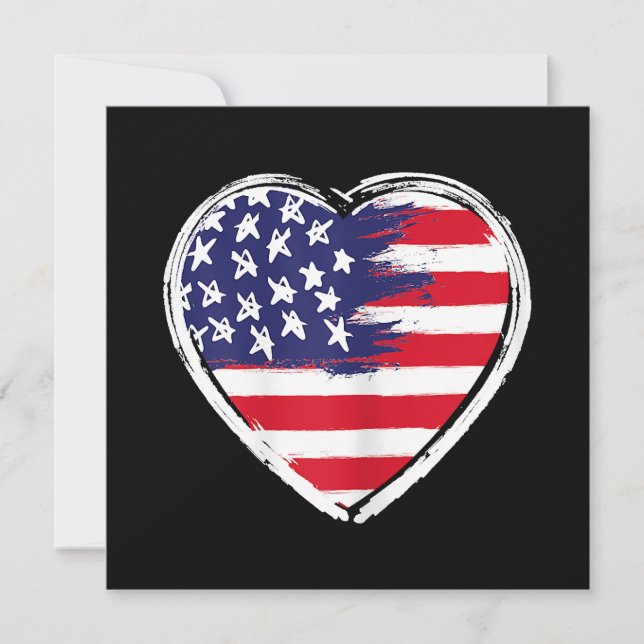 Convites Heart US Flag 4 de julho Patriotic American Stars (Frente)