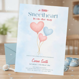 Convites Hearts balloons Baby Shower Invitation
