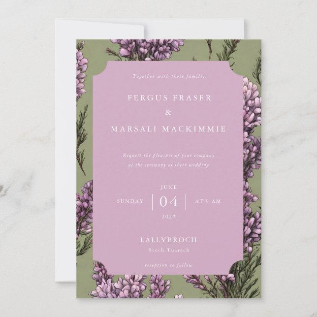 Convites Heather Botanical Pattern Invitation (Frente)