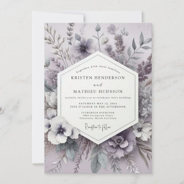 Convites Heather Serene Meadow Wedding (Frente)