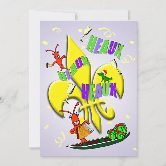 Convites Heaux, Heaux, Heaux, festa de Natal de Heaux Cajun (Frente)