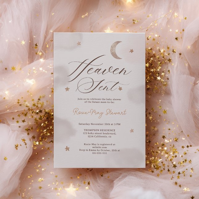 Convites Heaven sent gender neutral moon stars Invitation (Heaven sent gender neutral moon stars Invitation)