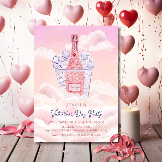Convites Heavenly Champagne Bucket Valentine's Party (Criador carregado)