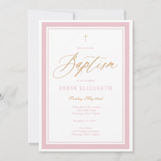Convites Heavenly Grace Baptism Invitation (Pink)