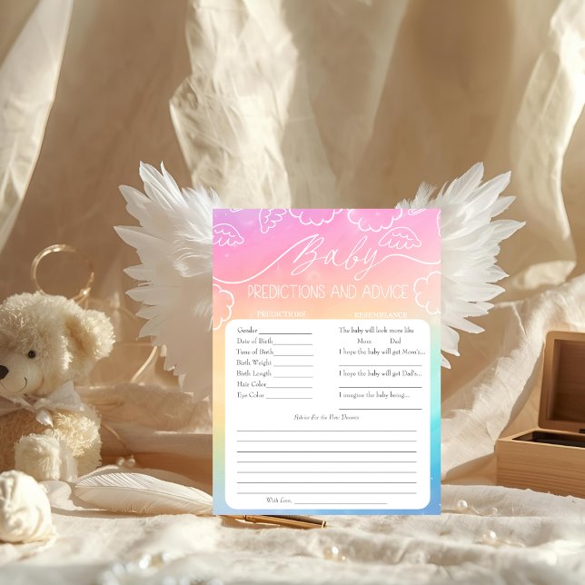 Convites Heavenly Rainbow Baby Predictions & Advice Card (Heavenly Rainbow Baby Predictions & Advice Card)
