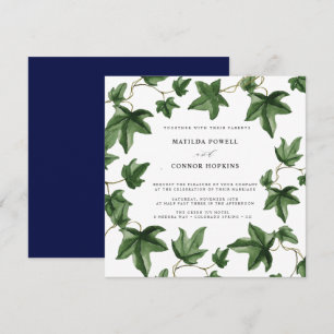 Convites Hedera Casamento Botânico Marinho De Ivy