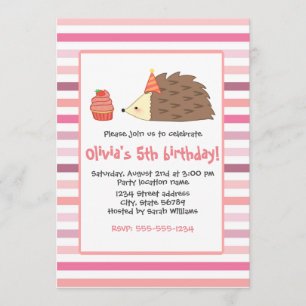 Convites Hedgehog do Partido e Cupcake