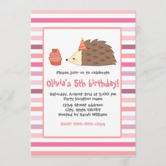 Convites Hedgehog do Partido e Cupcake
