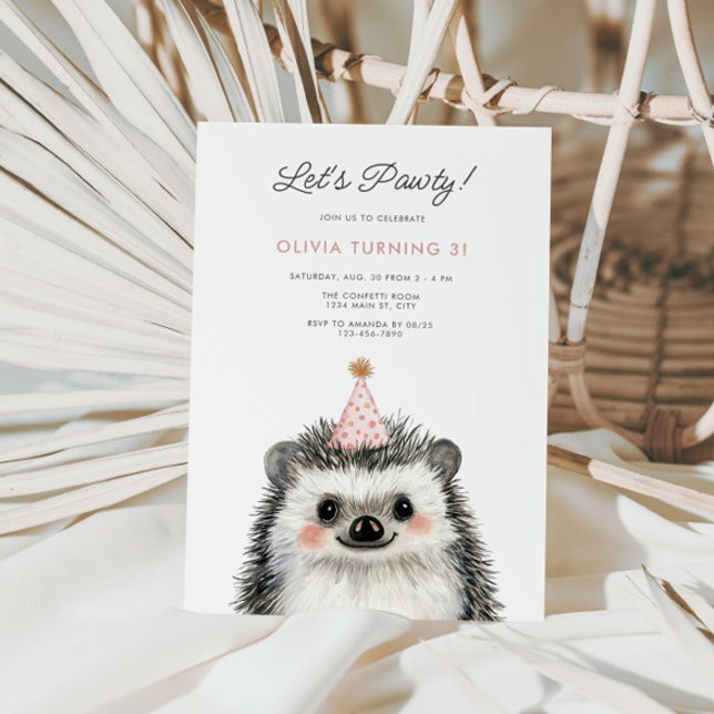 Convites Hedgehog Party Hedgehog Woodland Birthday (Cute Hedgehog Party Hat Birthday Invite)
