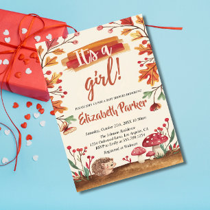 Convites Hedgehogs e Cogumelos Caiam Chá de fraldas de flor