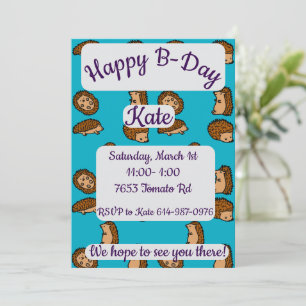 Convites Hedgehogs Happy Birthday