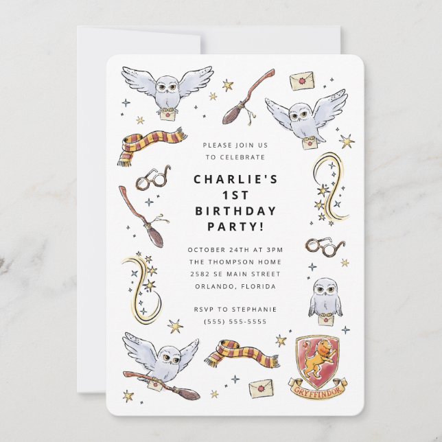 Convites Hedwig Wizard Birthday Magic (Frente)