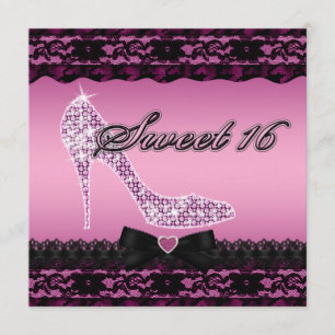 Convites Heels de faísca e doce cor-de-rosa preto 16