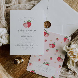Convites HEIDI Bebê rosado Berry Sweet Strawberry Girl