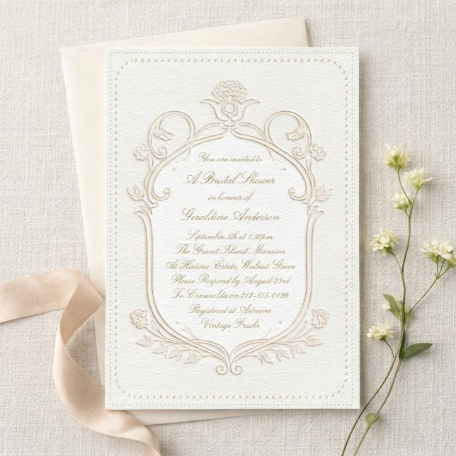 Convites Heirloom Rococo Bridal Shower Invitation (Criador carregado)