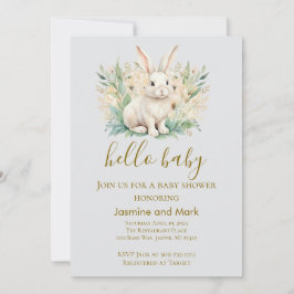 Convites Hello Baby Boho Neutral Bunny