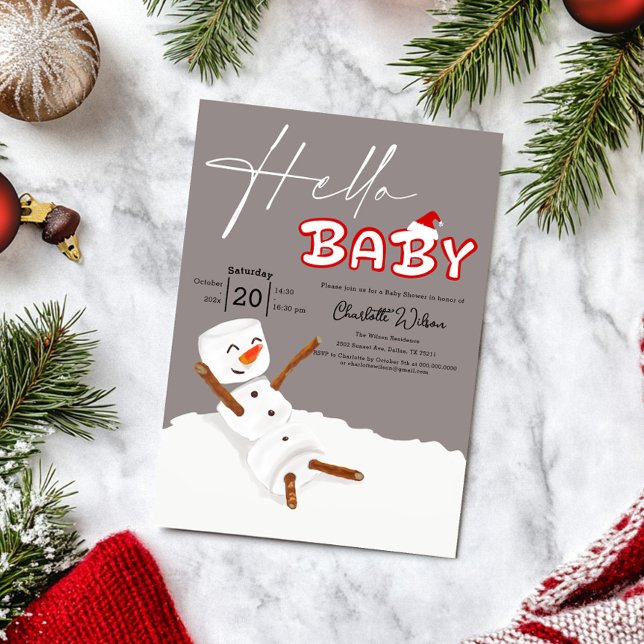 Convites Hello Baby Cute Snowman Baby Shower (Criador carregado)