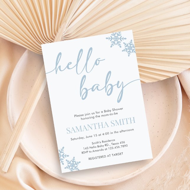 Convites Hello Baby Shower Invitation (Winter Baby Shower Invitation)